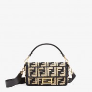 Fendi BAGUETTE raffia FF bag Black Mid