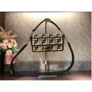 Fendi BAGUETTE raffia FF bag Black Mid