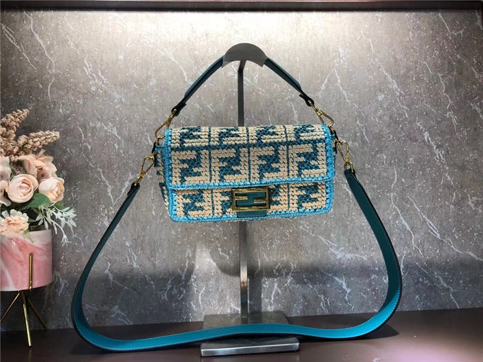 Fendi BAGUETTE raffia FF bag Green Mid