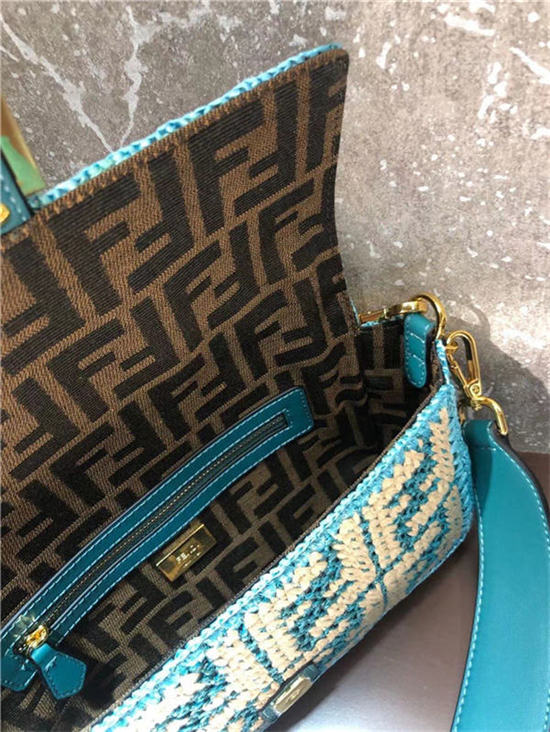 Fendi BAGUETTE raffia FF bag Green Mid