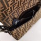 Fendi BAGUETTE Brown fabric bag Silver metal Mid