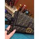 Fendi BAGUETTE Brown fabric bag LARGE Mid