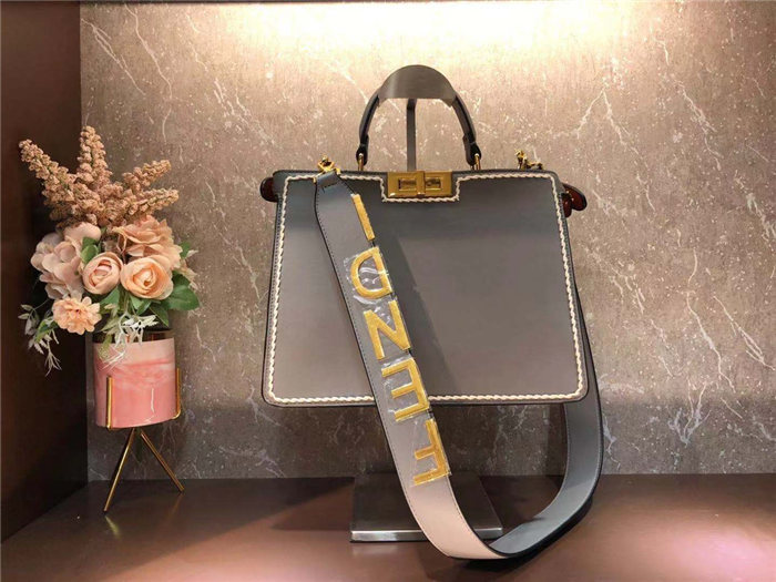 Fendi ICONIC PEEKABOO ISEEU Leather Bag Grey Mid