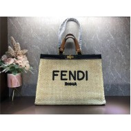 Fendi PEEKABOO X-Lite Raffia Bag Natural