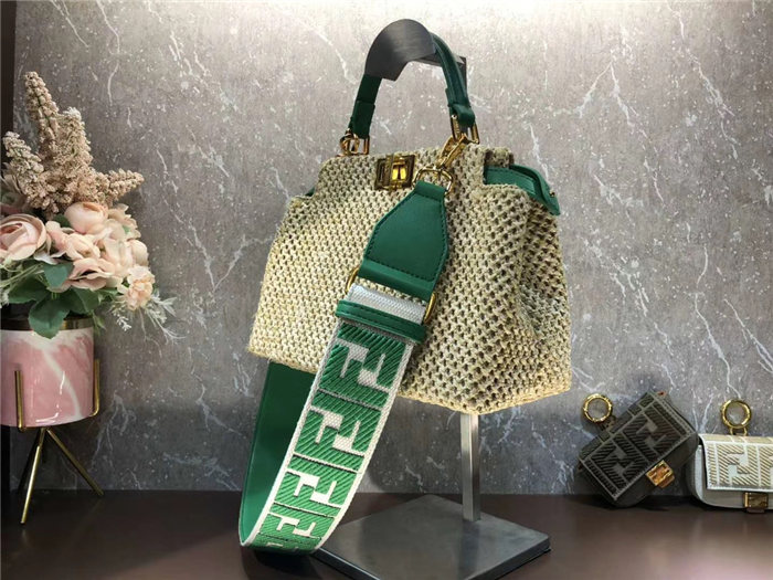 Fendi PEEKABOO MINI Raffia Bag Natural