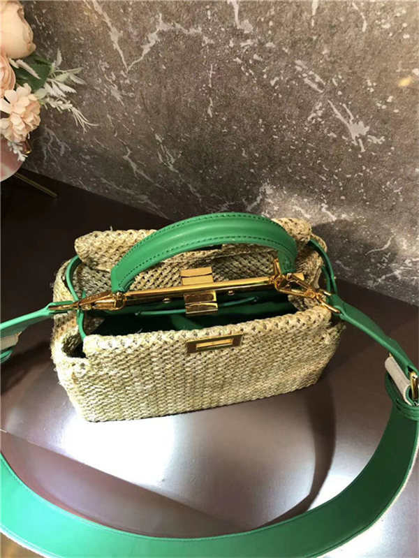 Fendi PEEKABOO MINI Raffia Bag Natural