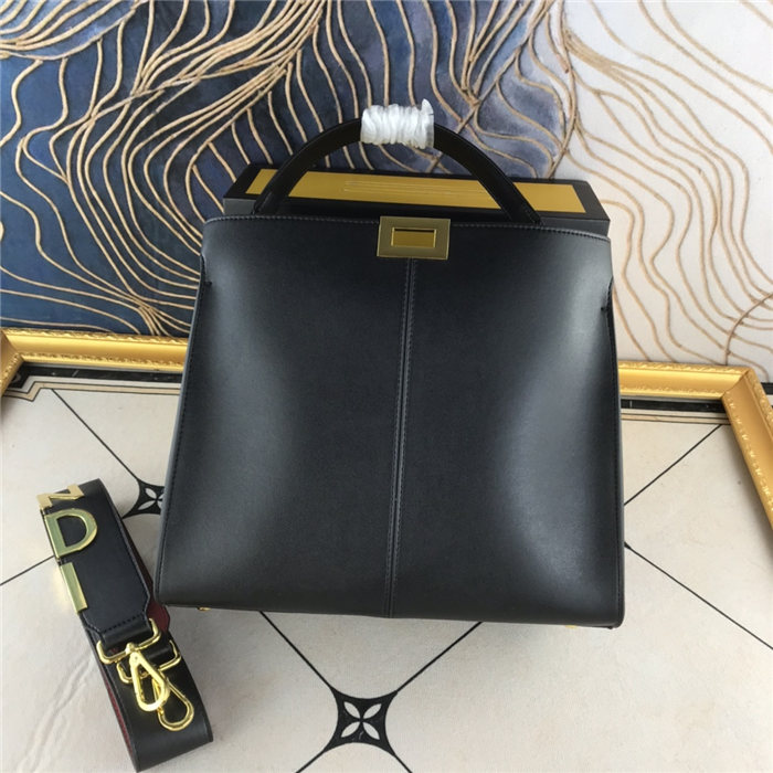 Fendi PEEKABOO X-LITE MEDIUM Leather Bag Black