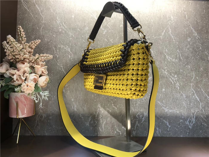 Fendi BAGUETTE Bag Interlace Yellow Mid