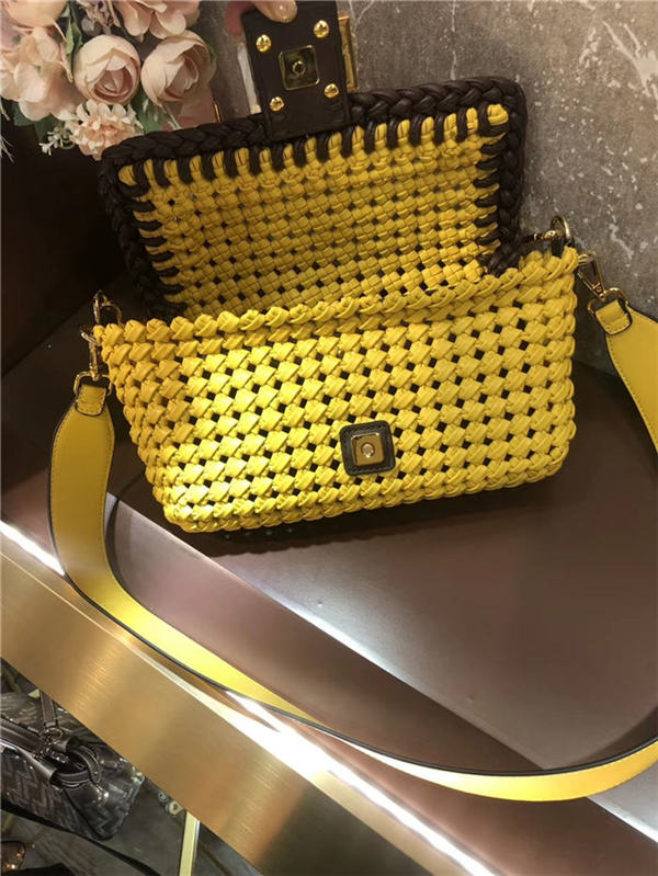 Fendi BAGUETTE Bag Interlace Yellow Mid