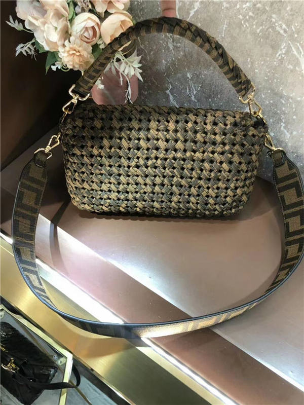 Fendi BAGUETTE Bag Interlace Khaki Mid