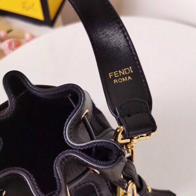 Fendi MON TRESOR Embroidery Canvas Bag Black