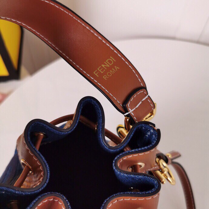 Fendi MON TRESOR Embroidery Canvas Bag Blue