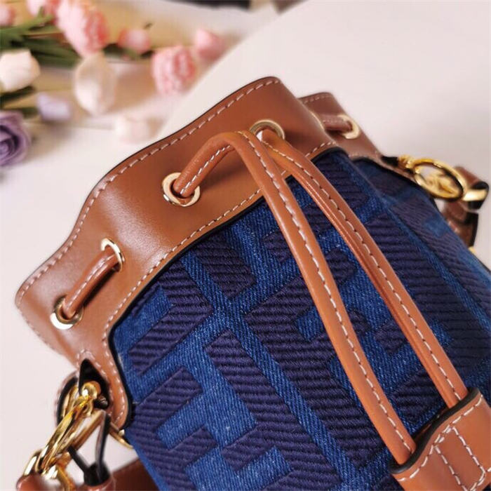 Fendi MON TRESOR Embroidery Canvas Bag Blue