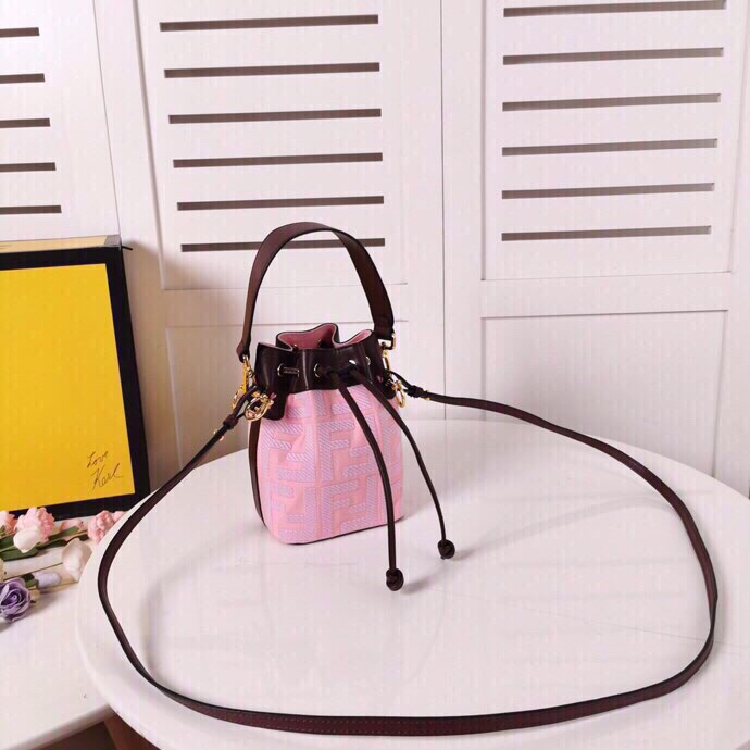 Fendi MON TRESOR Embroidery Canvas Bag Pink