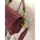 Fendi BAGUETTE Canvas Bag Embroidered Wine Mid