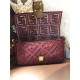 Fendi BAGUETTE Canvas Bag Embroidered Wine Mid