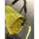 Fendi BAGUETTE Canvas Bag Embroidered Yellow Mid