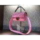 Fendi BAGUETTE Canvas Bag Embroidered Pink Mid