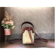 Fendi MON TRESOR Embroidery Canvas Bag Off-white