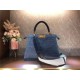 Fendi PEEKABOO ISEEU MEDIUM Woven straw bag Blue Mid