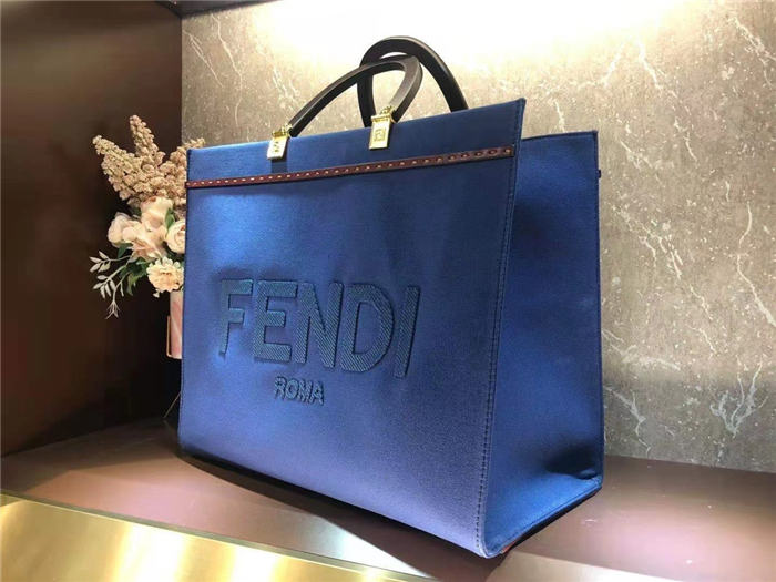 Fendi SUNSHINE MEDIUM Canvas Bag Blue