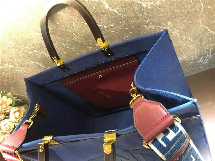 Fendi SUNSHINE MEDIUM Canvas Bag Blue