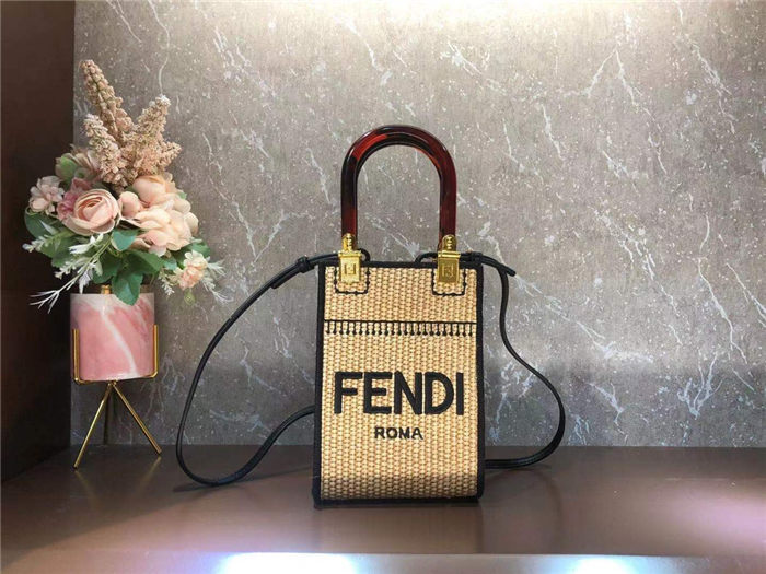 Fendi MINI SUNSHINE SHOPPER Straw Beige-I Mid