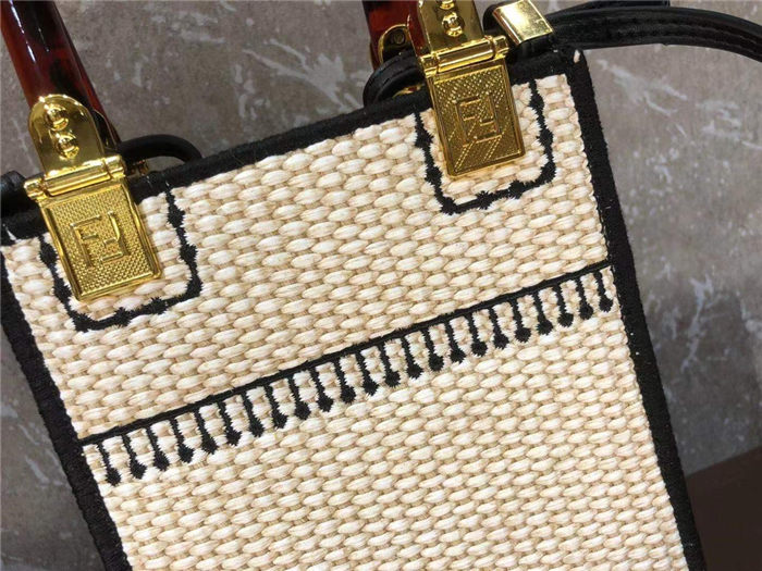 Fendi MINI SUNSHINE SHOPPER Straw Off-white Mid