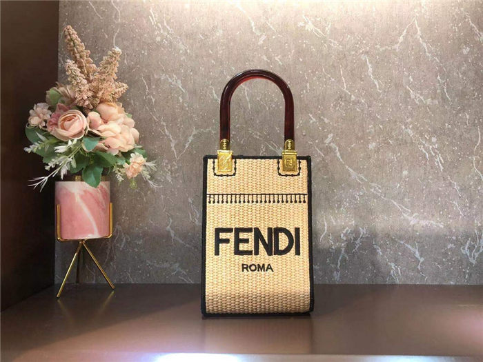 Fendi MINI SUNSHINE SHOPPER Straw Beige-II Mid