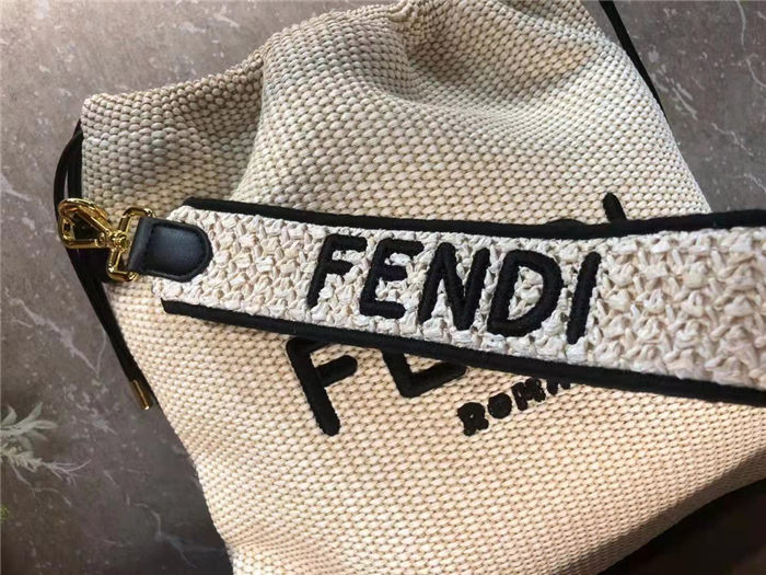 Fendi PACK MEDIUM POUCH Raffia Off-white Mid