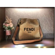 Fendi PACK MEDIUM POUCH Raffia Camel Mid