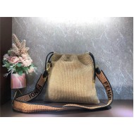 Fendi PACK SMALL POUCH Raffia Camel Mid