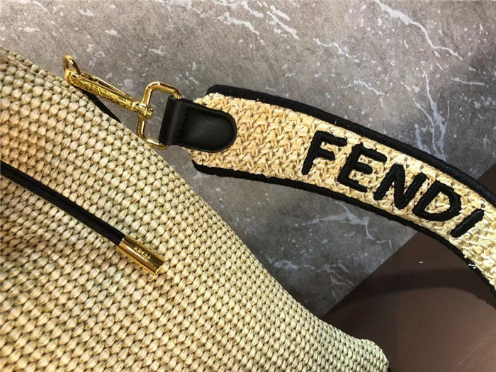 Fendi PACK SMALL POUCH Raffia Beige Mid