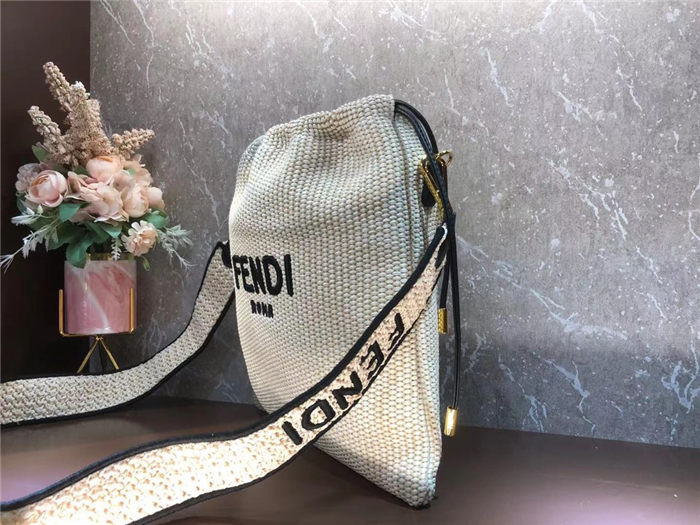 Fendi PACK SMALL POUCH Raffia Off-white Mid