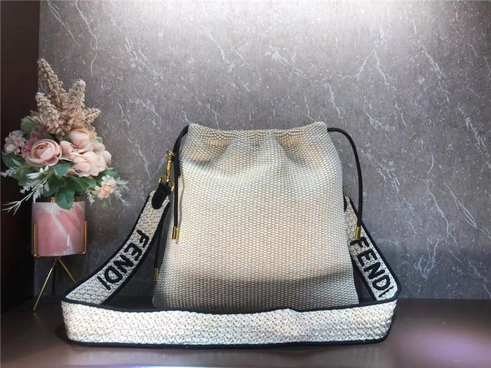 Fendi PACK SMALL POUCH Raffia Off-white Mid