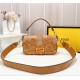 Fendi BAGUETTE Embroidered Patent Camel Mid