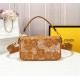 Fendi BAGUETTE Embroidered Patent Camel Mid