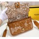 Fendi BAGUETTE Embroidered Patent Camel Mid