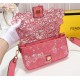 Fendi BAGUETTE Embroidered Patent Pink Mid