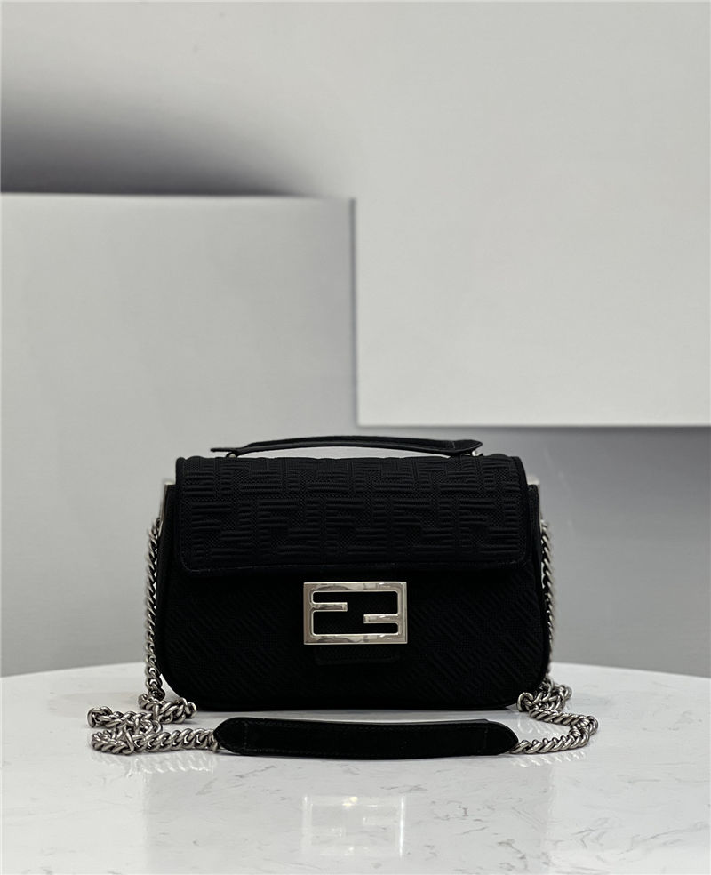 Baguette Chain Midi Bag FF Fabric Black High