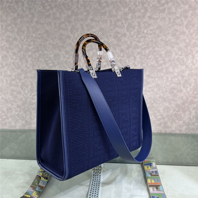 MEDIUM Fendi SUNSHINE Shopper FF Fabric Navy Blue High