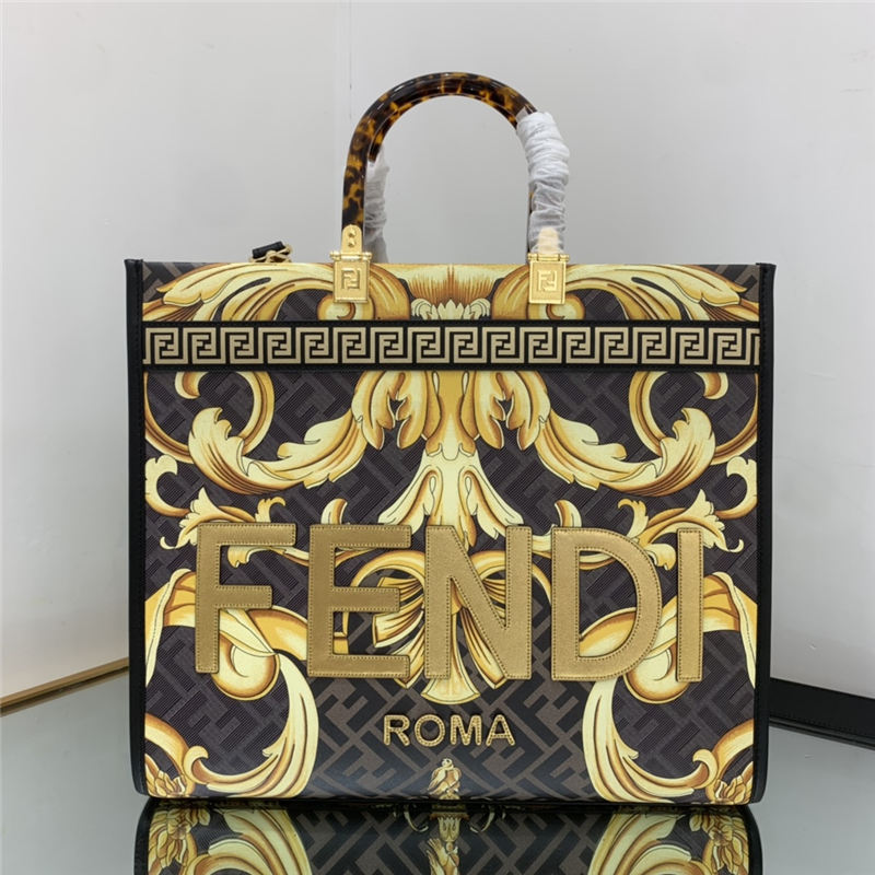 MEDIUM Fendi SUNSHINE Fendace Printed leather shopper High