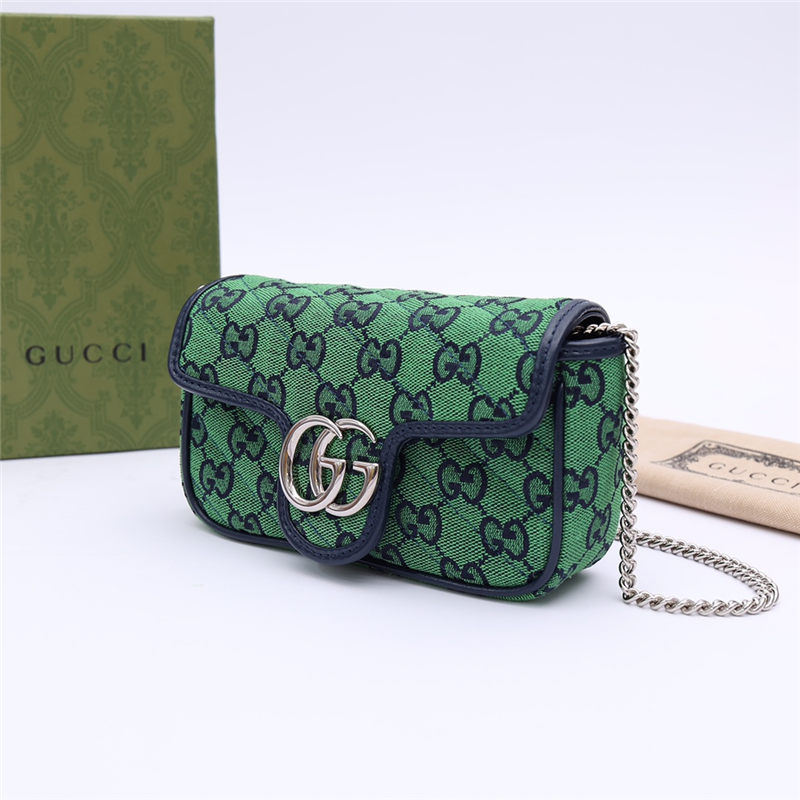 GG Marmont Multicolour super mini bag 476433 Green High