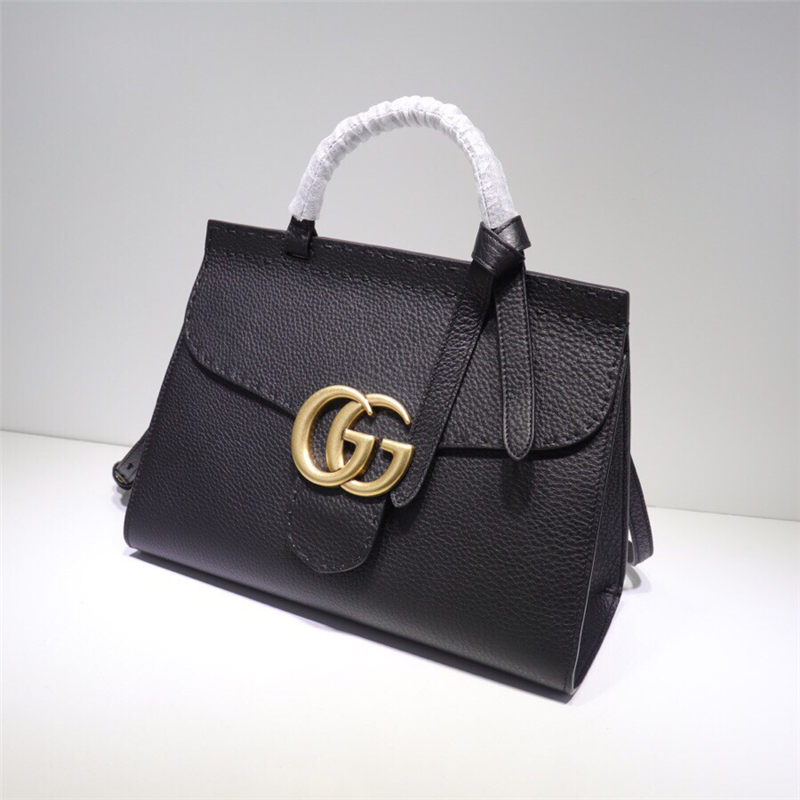 GG Marmont small top handle bag Leather 421890 Black High