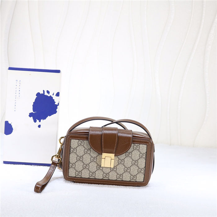 GG mini bag with clasp closure 614368 Brown High