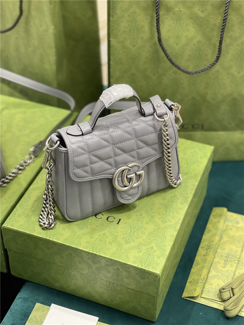 GG Marmont mini top handle bag New 583571 Grey High