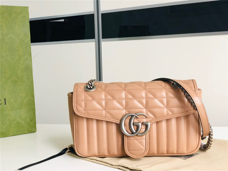 GG Marmont small New matelassé shoulder bag 443497 Milk Tea High