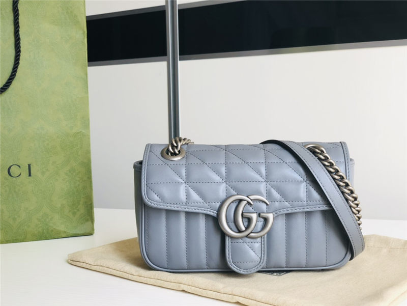 GG Marmont mini New matelassé shoulder bag 446744 Blue High