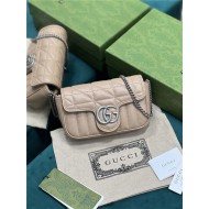 GG MARMONT NEW MATELASSÉ SUPER MINI BAG 476433 Milk Tea High