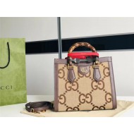 Gucci Diana jumbo GG small tote bag 660195 Camel and ebony jumbo GG canvas High